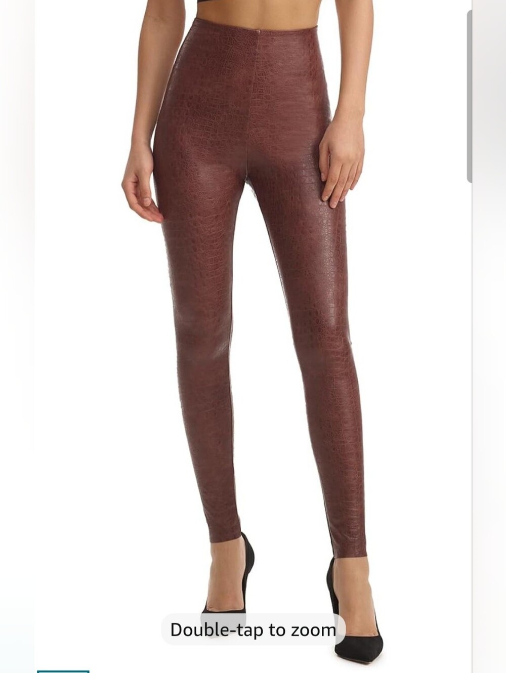 Commando Croc-Embossed Faux Leather Leggings - Brown